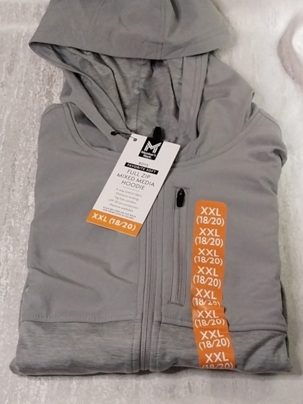 Boys Favorite Soft Media Full-Zip Hoodie - Gray - Boys XXL 18/20